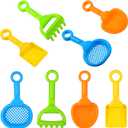 Skylety 8 Pieces Kids Beach Sand Shovels Colorful Plastic Rake Sand Sifter Toy Shovel for Teens Garden Summer Beach Toys(Fresh Style)