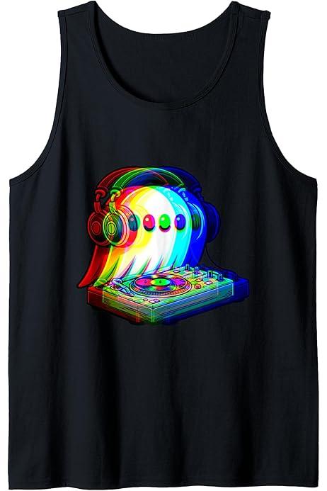 Headphones Music DJ House Music Sunset Artwork  Techno Rave Party Tank Top (Small, Black)