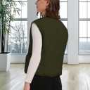 Womens Fall Reversible Vests Casual Button Down Sleeveless Sherpa Vest Fleece Padded Gilet Outerwear Jacket Coat (Green, L)
