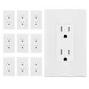 ENERLITES 10 Pack White Decorator Receptacle with Screwless Wall Plate, Standard Electrical Wall Outlet, 15A 125V, Self-Grounding, 2-Pole, 3-Wire, 5-15R, UL Listed, 61502-TR-WSID, Tamper Resistant