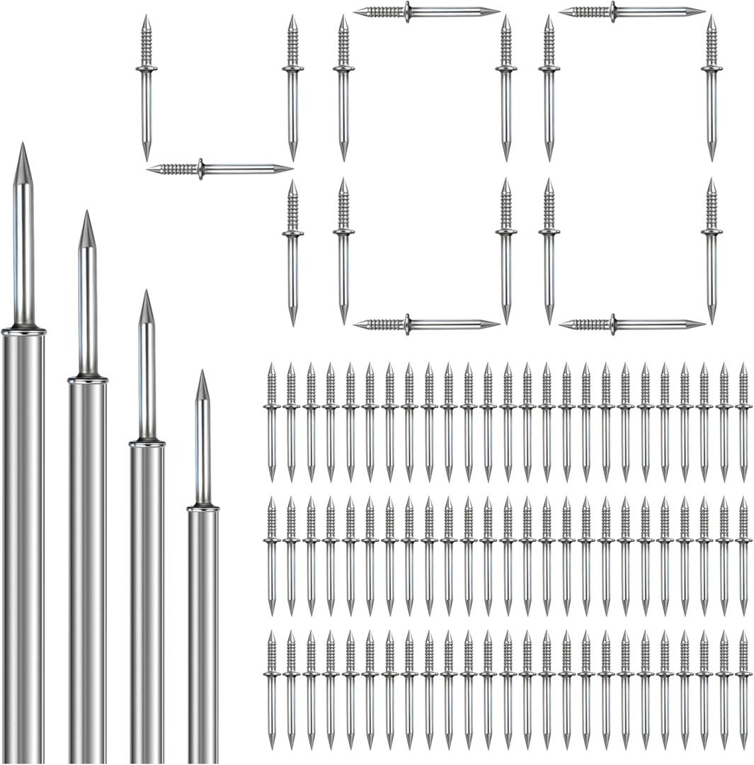 5 x ‌400 Pcs Double-Headed Skirting Nails - Seamless & Invisible Installation Screws for Baseboards, Trim and Solid Wood with Included Specific Sleeve Tool