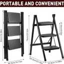 3-Step Ladder, Folding Step Stool for Kitchen/Closet/Garage, Sturdy & Lightweight Aluminum Handy Ladder, 200 lbs Capacity, Anti-Slip Pedals, Compact & Portable for Home DIY & Everyday Tasks
