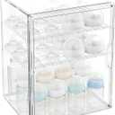 Baby Bottle Storage Organizer for Countertop, 3 Tier Acrylic Bottle Storage Organizer Container, Features 2 Removable Partitions and a Magnetic Door, Suitable for Countertops and Cabinets (M)