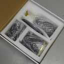 Haturi Gray Glass Bathroom Accessories Set, 4-Piece - Lotion Soap Dispenser, Toothbrush Holder, Cotton Swab Jar & Soap Dish  Elegant Gold Accent for Countertop & Housewarming Gift