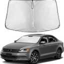 EcoNour Windshield Sunshade Compatible for Volkswagen VW Jetta 2011-2016 2017 2018, Sun Visor for Front Windshield & Window Sun Shade Cover, UV Heat Blocker & Protector, Car Accessories