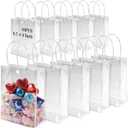 MAQIHAN 10 PCS Clear Goodie Bags with Handles - Plastic Party Favor Bag Reusable Transparent PVC Totes for Christmas Easter Valentine Wedding and Birthday(Medium Size 6.7 x 9 Inch)