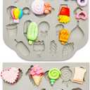 2 Pcs Sweets Polymer Clay Molds for Jewelry Making Candy Shape Ice Cream Lollipop Donut Chips Miniature Polymer Clay Molds Earrings Decoration