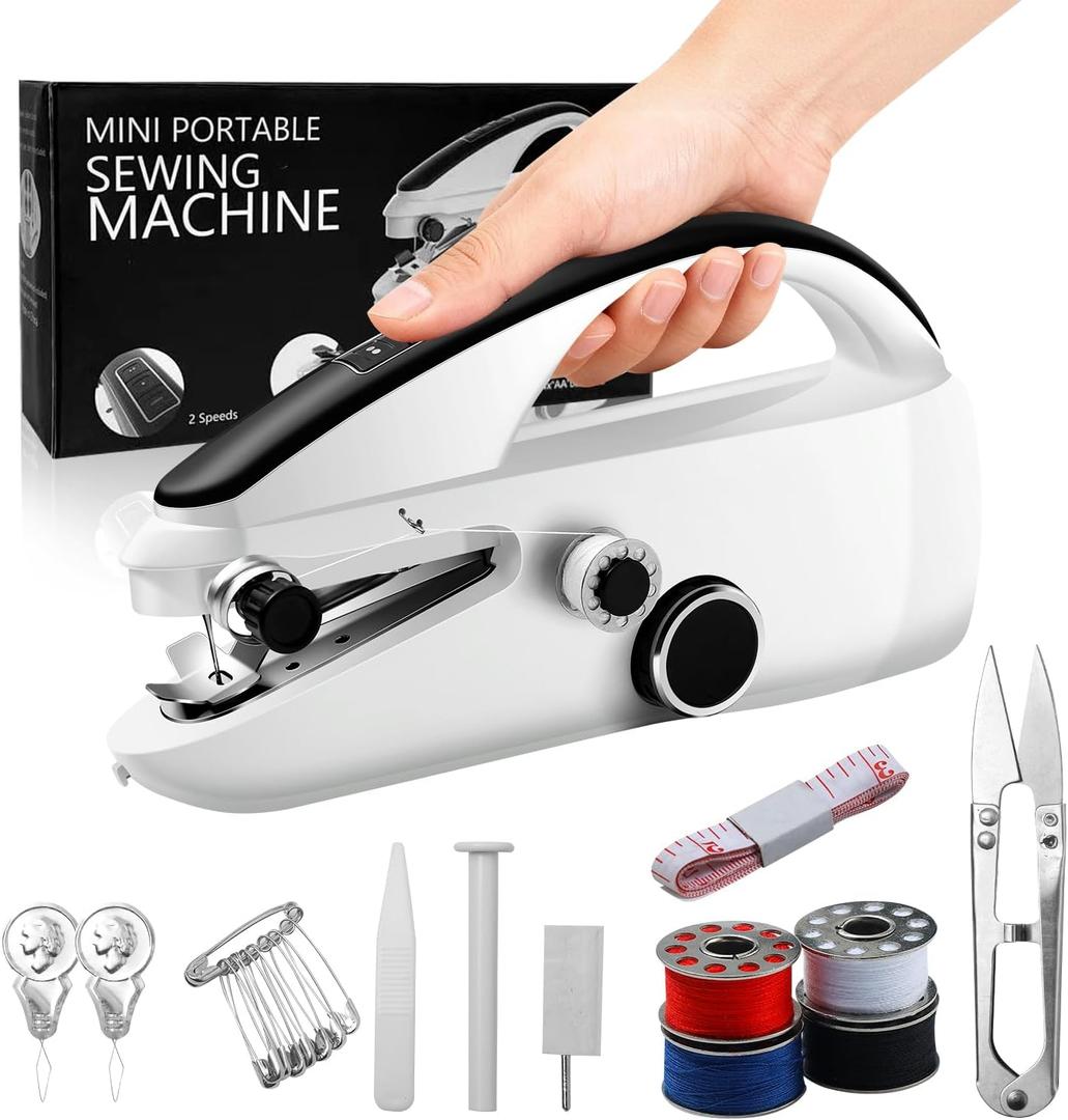 Handheld Sewing Machine,Two dear,Mini sewing machine,Easy to Use for Beginners and Fast Stitch Suitable for Clothes,Fabrics and Fast Stitch Suitable(Black)