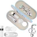 2 in 1 Multifunction Eyeglass Case With Mirror, Durable Lens Case, Contact Lens Remover, Color Contact Lenses (Blue)