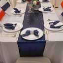Navy Blue Sequin Table Runner 12" x 108" Pack of 6 Sequin Table Cloth Runner Glitter Table Runner for Party Decor Glitter Party Supplies Fabric for Baby Shower Event Table Decor