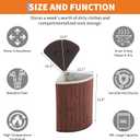 GarveeHome Corner Laundry Hamper with Lid, 15.3 Gal / 58 L Large Foldable Bamboo Laundry Basket with Washable Liner Bag, Wicker Clothes Hamper for Bedrooms Bathrooms Apartments, Brown