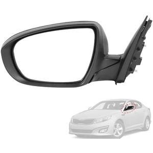 RUIANOMG Door Mirror Left Driver Side Replacement For Kia Optima 2014 2015, Replace 876104C501, Black 6PINS
