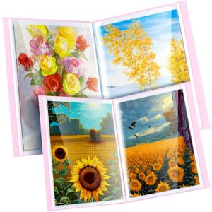 60 Pages A2 and A3 Diamond Painting Storage Book Diamond Art Portfolio Folder Artwork Art Binder Storage Presentation Book with Sleeves Protector, 22 x 16.4 Inch, 16.5 x 12.1 Inch(Pink)