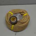 Jute Rope 1/2 Inch 50 Feet, Heavy Duty Natural Hemp Rope, Twisted Hemp for Crafts, Gardening, Bundling, Climbing, Hammock, Nautical, Tug of War, Railings, Home Decorating