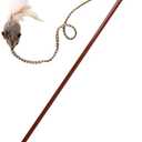 OurPet's Play-N-Squeak Teathered & Feathered Play Wand Cat Toy, for All Breed Sizes