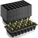 RooTrimmer 10 Pack 1020 Trays No Holes and 10 Pack 4.3" Deep 32 Cell Seed Starter Trays, 20" x 10" - Heavy Duty Plastic Nursery Flats for Seed Germination & Plant Propagation (10 Sets)