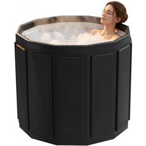 Portable Bathtub for Adult, Foldable Soaking Bathtub for Hot SPA&Ice Bath, Foldable Small Bathtub collapsible bathtub for Bathing, 6-layer Insulated portable tub,Space-Saving (Black, 25.9X27.5 IN)