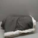 PHF Waffle Sherpa Blanket Queen Size, Luxury Warm Plush Flannel Blanket for Winter, No Shed No Pilling Cozy Soft Waffle Weave Fleece Blanket for Bed and Couch, Grey, 90x90 Inches