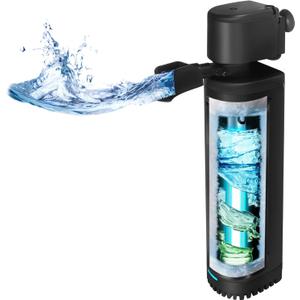 300GPH Aquarium Filter, UV Sterilizer for Aquarium for 45-120 Gallon, Submersible Pump Filter for Green Water Algae Clean, Ultra-Silent Green Killing Machine with Fish Tank & Turtle Tank Deodorization