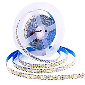 Tesfish 12V LED Strip Lights, 240 LEDs/ M, Total 1200 LEDs Warm White 3000K 16.4 ft LED Light Strip 2835 IP20 LED Tape Lights Super Bright for Bedroom, Shelf Kitchen Decoration