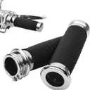 1 Inch Motorcycle Hand Grips, Handlebar Grips Cable Throttle Compatible for Harley Davidson Sportster Dyna Softail Street Glide 883 1200, Chrome