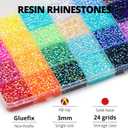 33000Pcs 3mm Rainbow Jelly Rhinestones Gems for Bedazzling Crafting, Colorful Bedazzled Resin Gemstone Flatback Jewel, SS10 Multi Colored Bedazzler Kit with B7000 Glue for Book Clothes Crafts Clothing
