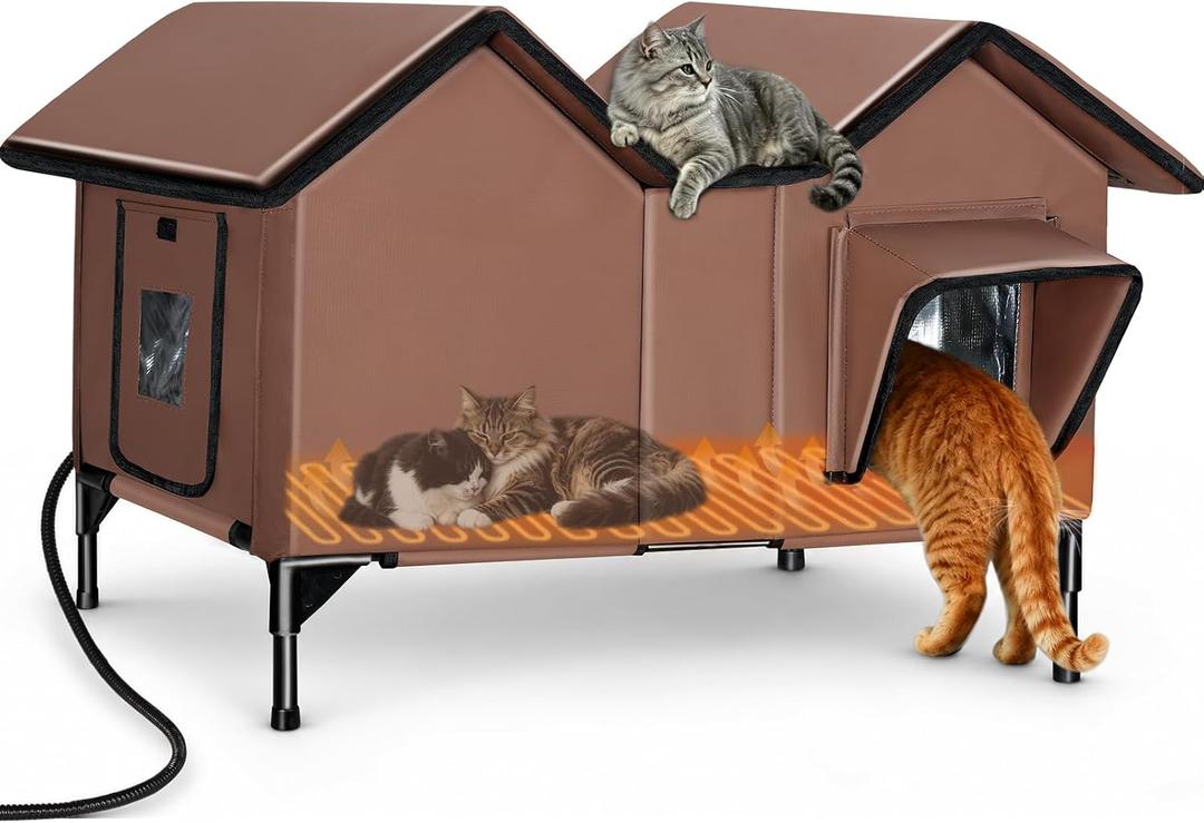 Outdoor Heated Cat House for Outside, Heated Outdoor Cat House Weatherproof