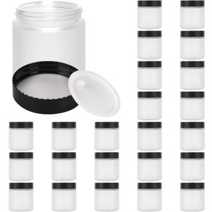 BILLIONSTARS 100g White Frosted Glass Cream Jars with Black Lid - Airtight Cosmetic Containers for Face Cream, Body Lotion, DIY Skincare Packaging, BPA-Free (Set of 24) (White Frosted, 3.5oz)