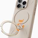 TORRAS 360 Spin Stand for iPhone 15 Pro Case, Fit for Magsafe, Mil-STD Protective Hard PC Scratch-Resistant Case for iPhone 15 Pro Phone Case Desert, Ostand Spin, Dune Beige, 6.1 inch