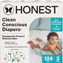 The Honest Company Clean Conscious Diapers for Delicate Skin | Up to 100% Leakproof | Hypoallergenic, Fragrance Free | Gender Neutral | Super Club Box, Size 2 (12-18 lbs), 124 Count (Prints May Vary)