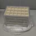 Frebeauty Acrylic Jewelry Organizer Earring Organizer Box with 5 Drawers Earring Holder Organizer with Velvet Trays Clear Jewelry Box for Women Earring Display for Rings Studs(Beige)