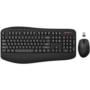 Wireless Keyboard and Mouse Combo, Full Size Ergonomic Keyboard with Palm Rest, Comfortable Natural Typing, 2.4G Lag-Free, Sleep Mode, 3 Level DPI Computer Mouse Keyboard for Laptop, Windows-Grey