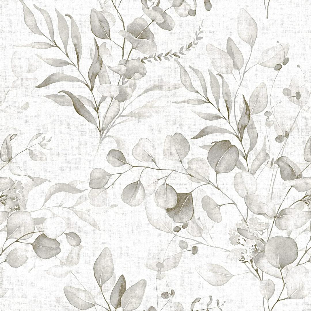 Naphite Floral Wallpaper Peel and Stick Wallpaper for Bedroom Grey Floral Boho Contact Paper for Cabinets Drawer Self Adhesive Removable Farmhouse Contact Paper Eucalyptus Leaf Nursery 17.3inW 393inL (17.3" x 393"(47.21sq.ft.), Gray)