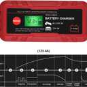 4A Smart Car Battery Charger, 6V 12V Automotive Charger Maintainer Fully Automatic 8-Stages Trickle Charger for Automotive Motorcycle Car Battery, Portable 4A Smart Car Battery Charger 6V 12V