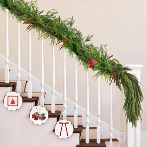 9ft 3.26lbs Christmas Norfolk Pine Garland,Realistic Winter Faux Pine Garlands,Artificial Christmas Decorations for Indoor Outdoor,Real Touch Greenery Garland for Mantel,Fireplace,Table Xmas Decor
