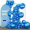 PartyWoo Metallic Blue Balloons 140pcs Different Sizes of 18 12 10 5 Inch Chrome Blue Latex Balloons for Graduation Wedding Baby Shower Wedding Bachelorette Birthday Party Decorations Blue-G106