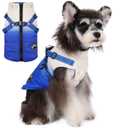 Norbi Gradient Dog Coat with Harness, Reflective Straps, Warm Jacket for Small Medium Dogs (Small, Gradient Blue)