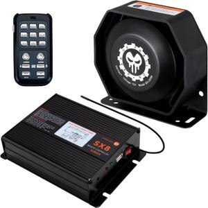 Police Siren Speaker PA System Kit Warning Emergency Siren 12V 200W 125-145dB Remote Control with Handheld Microphone for Ambulance Vehicles Truck Car SUV ATV UTV