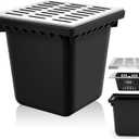 Kritkin18x18x15 Inch Catch Basin with Stainless Steel Grate Square Large Catch Basin for Drainage with Debris Basket French Drain Without Reserved Hole for Yard, Downspout, Municipal Pipeline