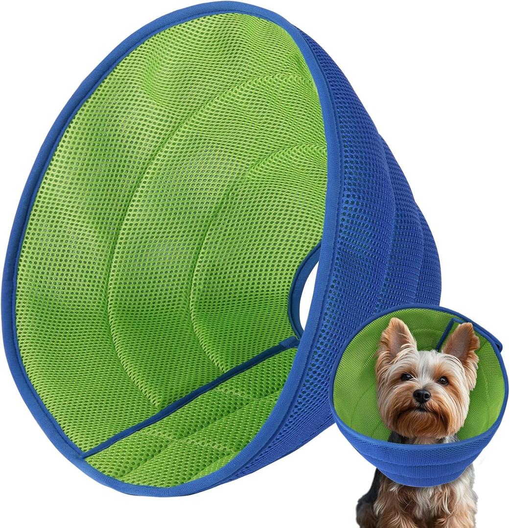 Inspack Soft Dog Cone Collar Alternative, E Cones for Small Dogs, Cats & Puppies to Stop Licking After Surgery, High-Density Fabric Comfortable Elizabethan Recovery Collar, Blue Pro, S