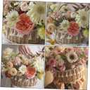 Rattan Woven Flower Girl Basket for Wedding,Handwoven Small Rustic Flower Girls Basket with Handle and Artificial Lace Flowers,Wicker Storage Baskets for Home Wedding Birthday Decor