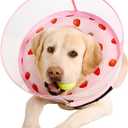 Dog Cone Collar with Snap-on Detachable Soft Liner, Lightweight Transparent Elizabethan Alternative to Stop Licking, for Spay Neuter Surgery Recovery, for Medium Large Small Dogs (Pink,XS)