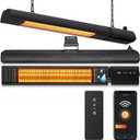Ceiling Electric Outdoor Heater Wifi Control Wall-Mounted Hanging Patio 1500W Infrared 9 Heat Levels, 24H Timers, Carbon Fiber Tube Heating Wall Heater for Gazebo, Balcony (Clear Quartz Glass)