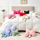 Dusty Blue Bow Pillow,12'' Bow Decorative Pillows with Faux Rabbit Fur,Soft Bow Throw Pillows Aesthetic Bow Shaped Pillow for Bed Sofa Couch Home Decor
