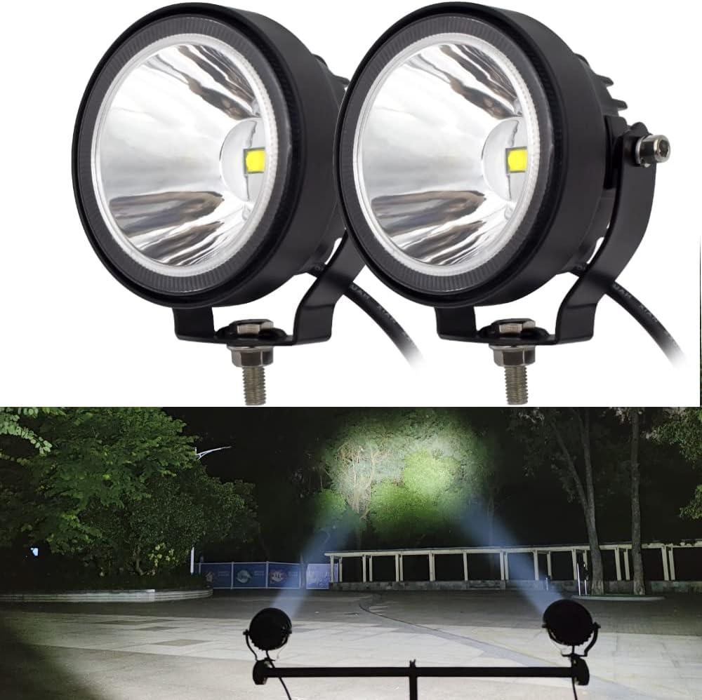 LED Round Driving Fog Lights OffRoad Driving Spot Lights 2Pcs 4 Inch Super Bright LED Pod lights Work Auxiliary Lights Ditch Lights fit for ATV UTV SUV Pickup Motorcycle Truck Car Golf Boat (White Spot Beam)