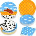 180pcs Birthday Party Supplies,Cartoon Story Paper Plates and Napkins Set for Baby Shower Boys Toy Theme Party Decorations,Serves 60 Guests