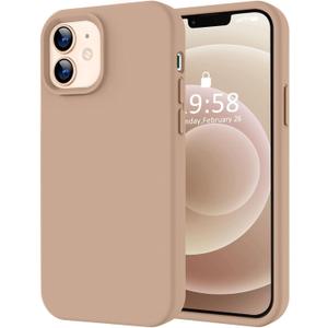 LOVE 3000 Designed for iPhone 12 Case/iPhone 12 Pro Case, Premium Silicone with [Soft Anti-Scratch Microfiber Lining] Shockproof Protective Phone Case for Men Women Girls 6.1", Light Brown