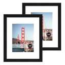 iRahmen 11x14 Picture Frame Set of 2, Black Photo Frame with Tempered Glass, Display 8x10 Picture with Mat or 11 x 14 Without Mat for Poster Wall Mounting Horizontal Vertical
