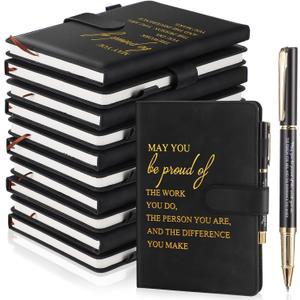 Qilery 28 Pcs Team Appreciation Gifts Bulk Employee Thank You Gift A5 Leather Journal Notebook with Ballpoint Pen for Christmas Student Teacher Volunteer Management(Proud)