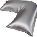 Pillowcase Cover Compatible with L-Shaped Contour Body Pillow, Comfortable and Soft Satin Pillowcase, Similar to Silk Pillow Cover, Gray